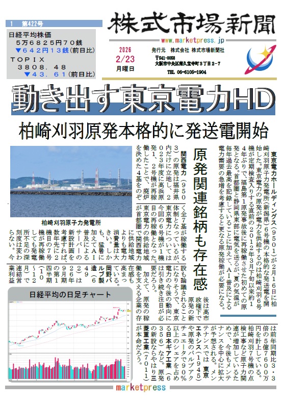 株式市場新聞 電子版 最新号